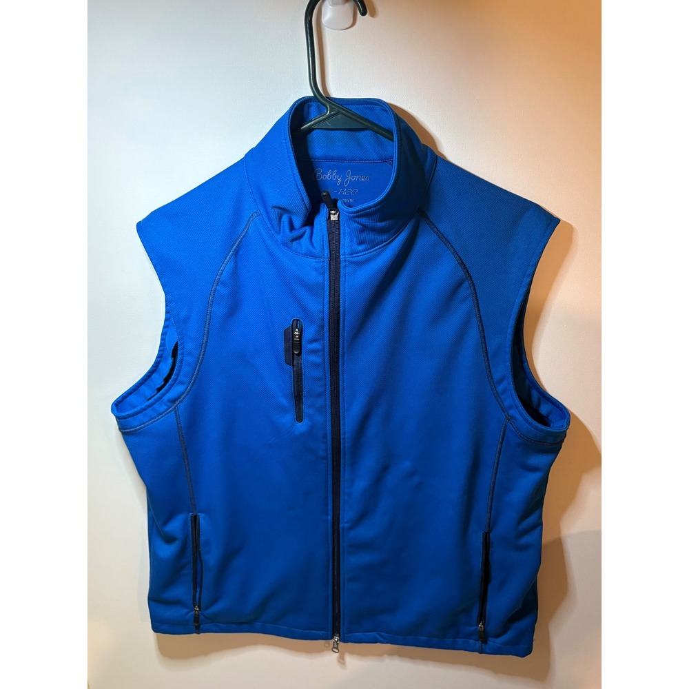 Bobby Jones X-H2O Men Medium Full Zip Golf Vest Blue Performance Windbreaker M